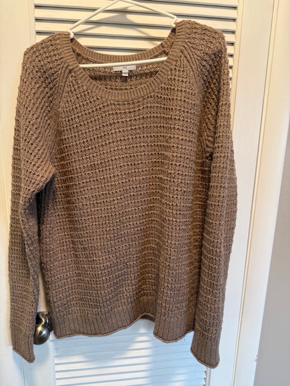 GAP Women’s Waffle Knit Crewneck Sweater in Brown